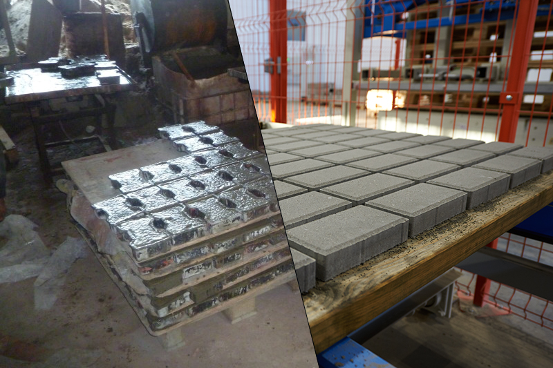 Две основных технологии производства бетонной брусчатки: вибролитьё и вибропрессование.
