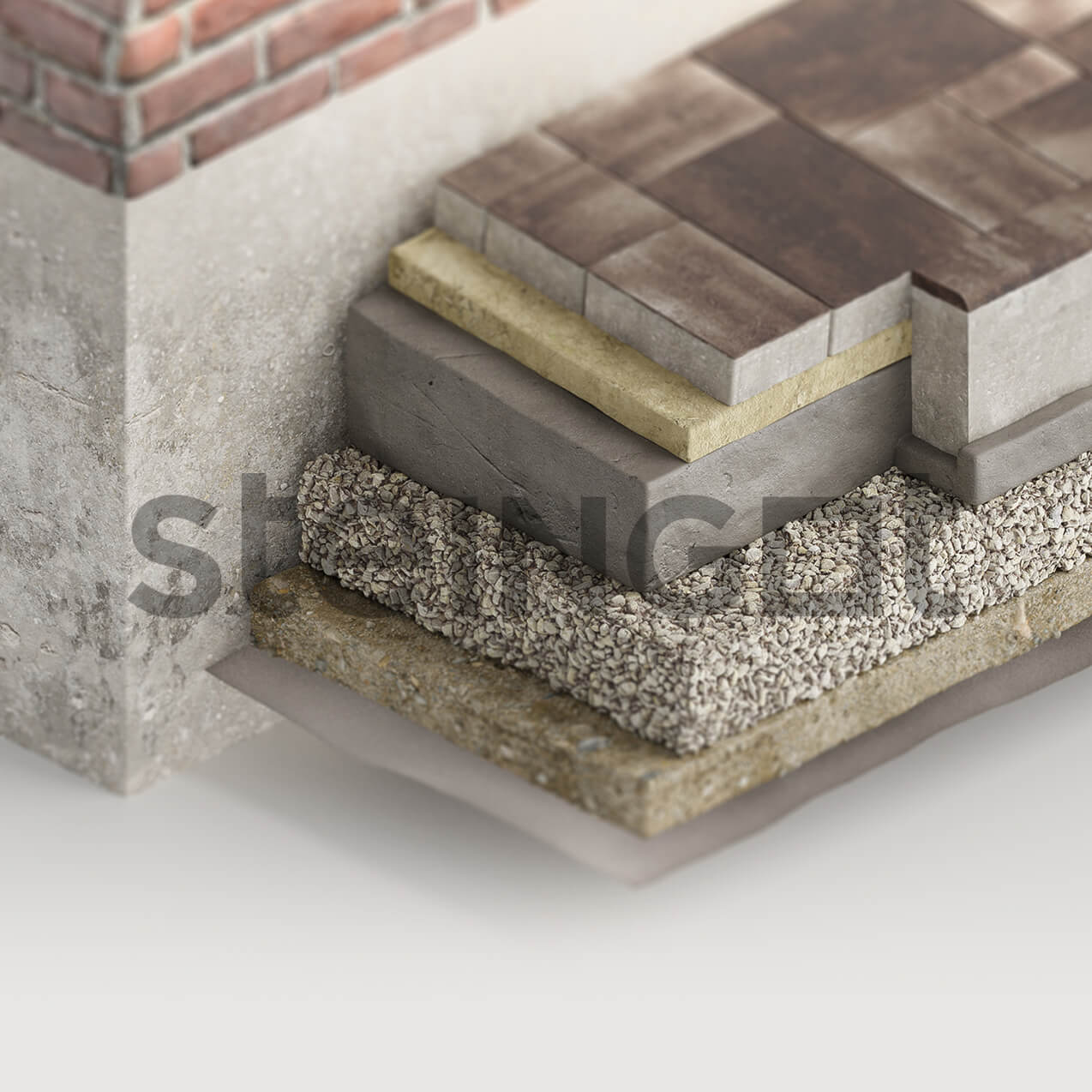 Steingot - укладка на бетонное оcнование без влогоприёмника отмостка