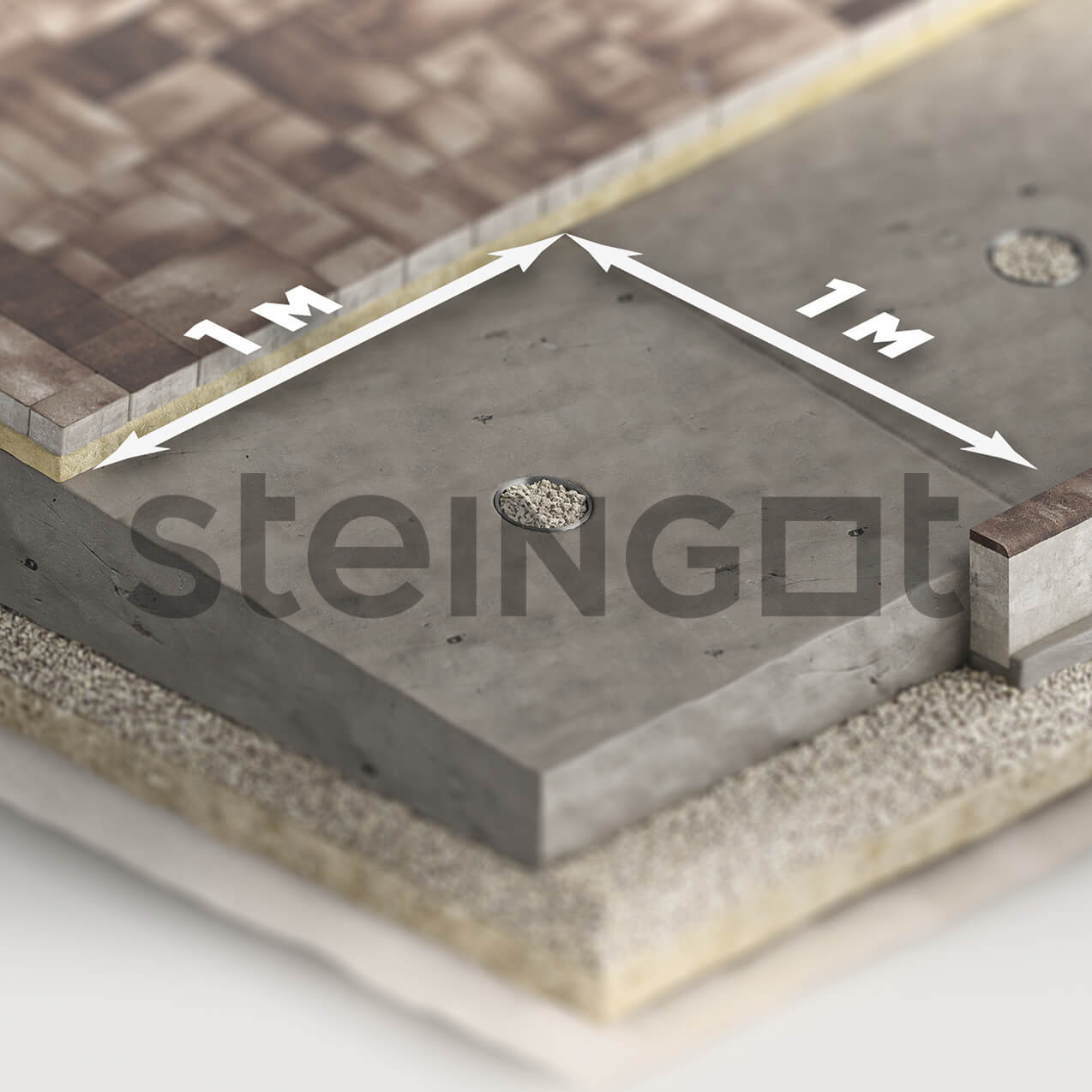 Steingot - укладка на бетонное оcнование влагоприемник общий вид