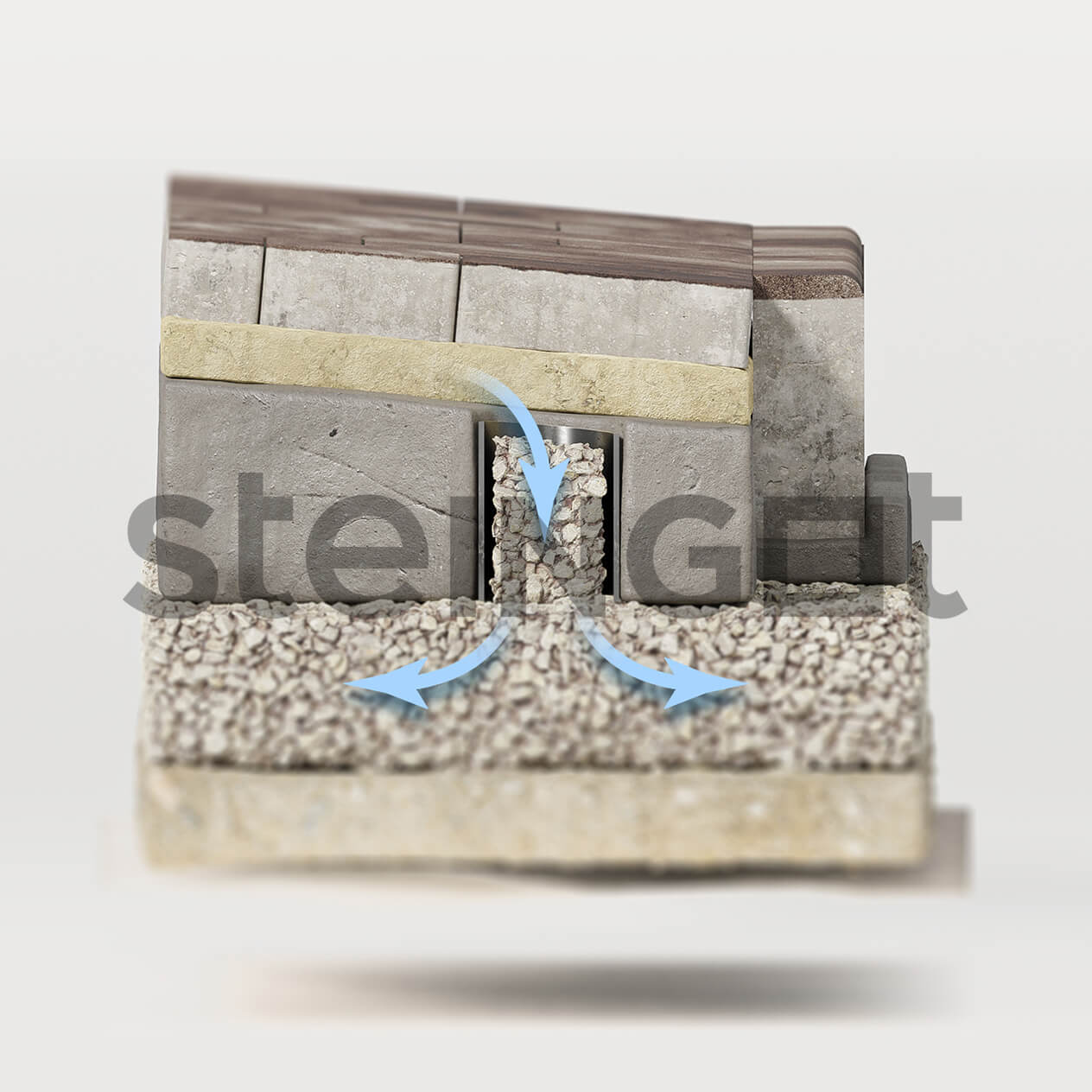 Steingot - укладка на бетонное оcнование влагоприемник вид сбоку